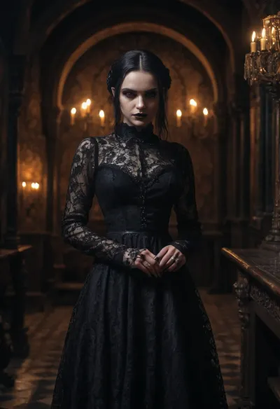 La goth girl avec son regard sinistre et psychotique tenait un gros couteau à la main, prêt à frapper à tout moment