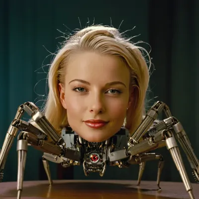 Nikki TylerQuiron snapped a picture of the robotic head with six spider legs on a table, marveling at its playful smile