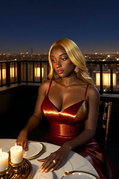 她在望着城市的灯光时,吸了她的葡萄酒和香味,尝到了丰富的红色液体的味道. 烛光的温暖沐浴着她的脸,她感到了平静和满足的感觉. 她关上门