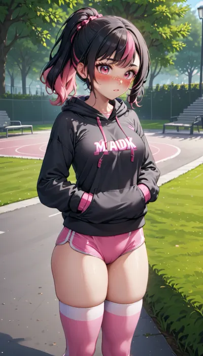 La fille marchait dans le parc quand elle a vu un homme dans la quarantaine la regarder avec lubrification. Elle s'arrêta pour prendre une photo d'elle-même, et il marcha vers elle avec des yeux lubriques. Il a sorti une photo pornographique