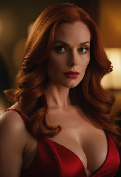 Jessica Rabbit, la bella rossa nell'immagine, stava uscendo i capelli come lei ha posato per la fotocamera con un vestito verde brillante e capelli cotta che scorreva giù la schiena come un fiume. I suoi occhi erano verdi e aveva un sorriso