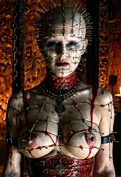 In a dark and ancient temple, a group of bloodthirsty pinheads are searching for the key to unlock the secrets of their own body. As they search through the many chambers, they come across a massive statue of a woman with massive tit