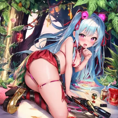 一个漂亮的女孩 有着完美的曲线 长长的柔滑的头发 享受着AI高科技的喜悦