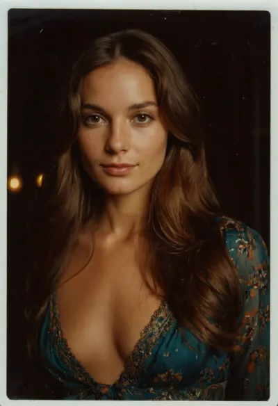 Nel 1970, una modella di moda nei suoi primi 30 posti per una foto dilettante Polaroid istantaneo con capelli lunghi che coprono il suo seno. Era timida e aveva una cattiva illuminazione, ma il flash della fotocamera ha catturato un momento candido di intimità. L'immagine