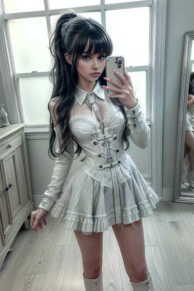 A imagem gerada pela AI mostra um cutie de petite natural hiper detalhado, hiper realista com saltos altos, saltos de detalhes finos e saltos de Louboutin. Ela está usando um renda muito sexy meias e meias de joelho. As pernas estão espalhadas,