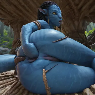 Avatar" zeigt eine Szene, in der der Protagonist Kiri von einem AI-generierten Avatar ihres Liebhabers Neytiri gefreut wird. Der AI-generierte Avatar ist in der Lage, die Bewegungen und Ausdrücke zu replizieren, als ob es im realen Leben passiert