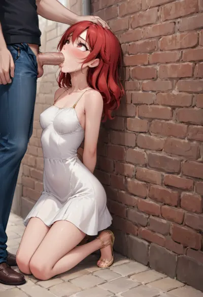 La femme sur la photo est un esclave sexuel de 25 ans qui aime être humilié et dégradé. Elle est habillée d'une courte robe rouge qui expose son corps mince, et elle a un corps mince parfait avec des seins pleins. Elle attend