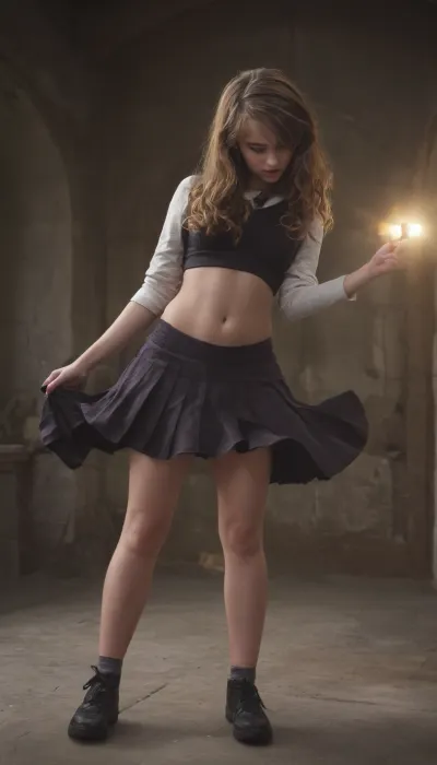 Mrs. Pince caught Hermione Granger lifting her skirt to show a thong in the school's library and sent her to the principal's office