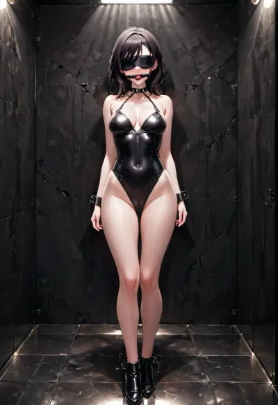 एक काले लेटेक्स पोशाक में एक युवा महिला कमरे के केंद्र में खड़ा है, उसकी आंखों को प्रतिबिंबित दीवार पर तय किया गया है। वह धीरे-धीरे अपने ब्लाउज को अनबटन करती है, एक आलसी ब्रा और मिलान जाँघिया का खुलासा करती है। उसके हाथ धीरे-धीरे उसे नीचे ले जाते हैं