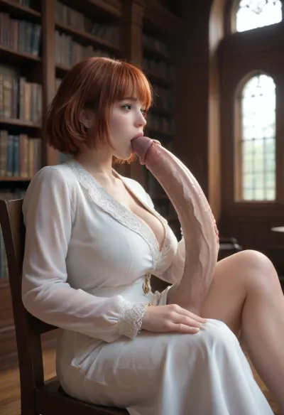 Una giovane donna in una biblioteca è radicata nel suo lavoro quando un uomo alto con pelle abbronzata e pene enorme si avvicina a lei. Sorride e chiede se può scattare una sua foto per il suo portafoglio. Lei è d'accordo, e lui prende diversi colpi