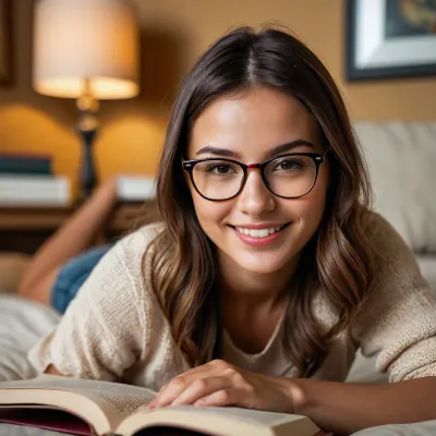 score_9, score_8_up, score_7_up, score_6_up, rmsns, portrait of cute 30yo girl, glasses, reading from a book, with a playful yet competitive grin, looking at viewer, wide-angle view, highly detailed, high budget, photorealistic, candid camera, color graded cinematic, imperfections, natural, shallow dof, natural light, 35mm photograph, film, professional, 4k, Depth of field F2. Rule of Thirds Composition