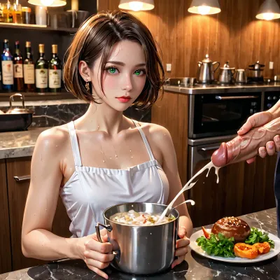 Le chef-d'œuvre interrompu : un point culminant culinaire dans la cuisine de qualité et de détail

- Oui.

Au cœur d'une cuisine de restaurant réputée, un chef-d'œuvre était sur le point de se déployer. Une femme de 35 ans, connue pour ses plats de qualité, était dans un moment inattendu d'intensité. Son cadre mince, athlétique, orné de seins de tasse D naturel, penché sur une bouilloire à soupe. De l'autre côté d'elle, un jeune chef, aux yeux verts perçants et au corps d'un gymnaste, se trouvait dans une situation inhabituelle. Un BREAK soudain dans le rythme de la cuisine, l'atmosphère chargée de sperme, s'élançant de son pénis dans des cordes massives, atterrit sur la nourriture. La sueur a traîné leur corps pendant qu'ils étaient tous les deux gelés, l'arôme de la cuisine se mêlant avec un parfum inattendu.