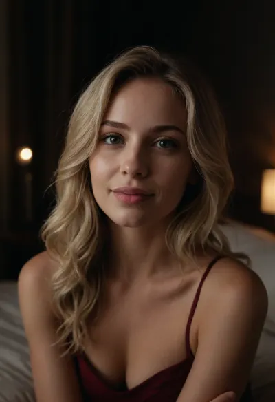 , (beautiful 30 year old girlfriend:1.3), (shot on an iphone:1.3), night time dark room, lights off, moody lighting, (cozy bedroom, comfy bed:1.4), (shy smile, loving expression), (amateur photo, candid photo), (shoulder length ashen blonde hair styled in textured waves dark undertones:1.4), come hither, (chiaroscuro lighting:1), ZipRealism, <lora:dark:1.4>, <lora:sunnyrayyxo_v1_SDXLBase:1.2>, 1990sanalogphoto, <lora:1990sAnalogStyle:.9>