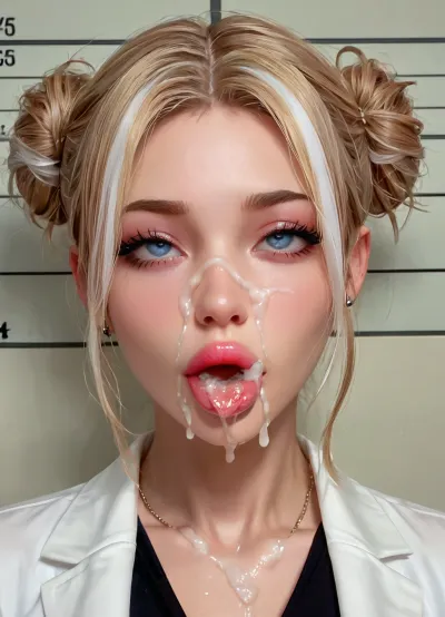 La chute du bimbo : le mugshot d'une maman salope révèle sa nature salope

- Oui.

Dans la lumière lumineuse et stérile d'un poste de police, une jeune fille, ses cheveux blonds bien attachés dans un chignon et fortement maquillés avec du rouge à lèvres rose et de grandes lèvres « duck », assis pour son coup de mug. Son visage de salope, orné d'un maquillage excessif, portait une expression ahegao, ses yeux roulants et sa langue saillante donnant sa culpabilité. Clad dans un haut blanc qui a mis en valeur son physique bimbo, elle a été ruinée - son visage parfait maintenant frotté de sperme qui a coulé sur ses cheveux luxuriants.