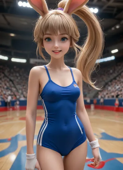 Cinematic moment: lola bunny - a furry female anthro in space jam's glow (8k wallpaper)