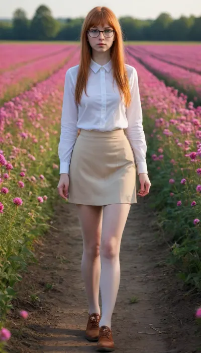 Una passeggiata candida: il fascino irresistibile di una ragazza irlandese tra i fiori (massimo punteggio: 9)