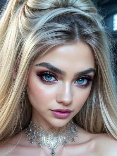 Hyperrealism, raw, 8k, (Masterpiece:1.4), (high resolution:1.4), (18 years old beautiful, stunning unique female character), (subtle shimmering makeup), (vibrant blue and blonde hair, loose hair), (clear focus), (ultra realistic, realistic, photorealistic, photo realistic, photorealism, photo realism), (maximum quality, ultra-detailed, insanely detailed, highly detailed, high quality, uncompressed, raw source photograph), (highly detailed eyes, high resolution eyes, high quality eyes, highly detailed skin, detailed skin texture, highly detailed hair), (same color eyes, symmetric eyes, matching eyes, detailed eyes, detailed iris, detailed pupils, limbal ring around iris, perfectly round iris, perfectly round pupils), (striking eyes, captivating eyes, mesmerizing eyes, glittering eyes, big eyes, pixie face), natural petite cutie, full body on pic, 18 years old beautiful, stunning unique female character. She has large turquoise eyes filled with joy and excitement, extravagant eyelashes, making this image a masterpiece of photography and digital art. Style, realistic hyper-detailed rendering, 32k UHD, expressive eyes, punk, graphic design, girl's face, pretty and cute, gleaming lips, white skin, <lora:weight_slider_v2:.1>, <lora:age_slider_v20:-1>, <lora:more_details:.5>, <lora:r0m4nt1cg0th:.5>, PaizuriLick, <lora:PaizuriLickingV2-000090:.5>