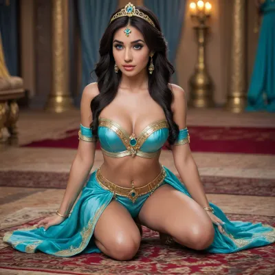 デジタル夢:本物の少女がディズニーのゴージャスな姫ジャスミンに変身