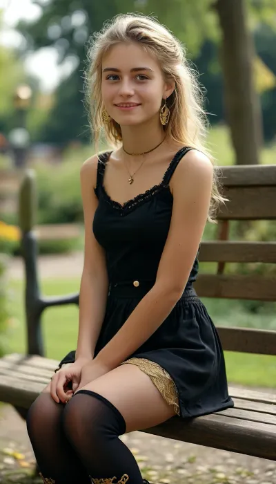 Un momento de soledad: la dicha de la tarde de una niña de 18 años en un jardín público