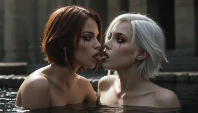 Uhd 8k passion: a sensual dance of love in the castle jacuzzi - two asian redheads find ecstasy