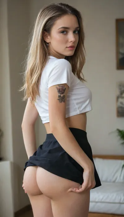 a 18 years old covered in tattoos unreal number one of sexy sluts in the world russian-scandinavian schoolgirl, she have big xxl tits and big fit ass dress like a sexy slut whore blacked school girl and slut make up back to school after gangbang with 10 bbc, professional photograph, ultra detailed, intricate details, (photorealistic:1.5), 8k, UHD, strong sidelight, contrast, tack sharp, (masterpiece:1), (slender:1), side view, blonde, long hair, wearing a micro skirt, visible pussy, wearing a shirt, from, behind, buttlift, wide, hips, large, ass, <lora:MS_Real_XL_Buttlift:.8>