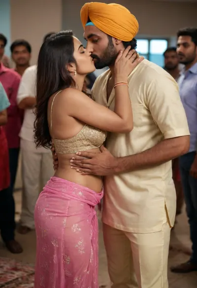 Hindu man kissing Punjabi women and grabbing her ass she wearing tight nighty