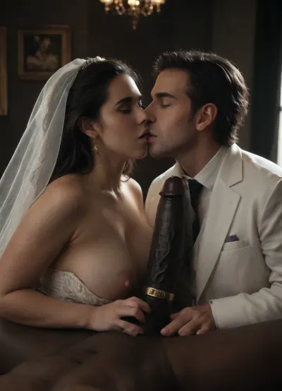 side view, interracial, large black penis with golden cock ring, Persian chubby bride in sexy wedding dress, suck big black penis on the romantic very dark bedroom, happy, on the luxury bed, high quality, high detail., (A muscular black man with a huge cock), holds the bride's head and shoves his big cock all the way into her mouth, all the way to her balls. Next to the picture is a, ((white man in a white suit)), kissing the bride's Facelift as her cuckold husband. A romantic, dark bedroom with rays of sunlight shining through the thick black curtains, dust visible in the rays.A woman's belly is prominent. The couple's wedding photo is on the wall.
girl, laying, woman, love, <lora:GirlPOV:.5>, <lora:dark:.6>, <lora:fantasy_toga_sdxl_v2.3:.4>, <lora:love:.8>, ral-lgtblb, <lora:ral-lgtblb-sdxl:.8>