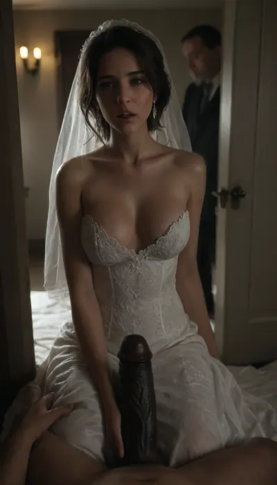 Une nuit de révélations choquantes : surprise de mariage érotique d'une mariée persienne

- Oui.

Dans le POV d'une figure imposante et imposante - un homme noir géant avec un grand pénis noir huileux, debout résolument dans la porte. Le marié cocu blanc, vêtu d'un costume, sort nerveusement la robe de la mariée, invitant une beauté persane curvy dans une robe de mariée blanche provocatrice et découpée. Ils s'assoient tous les deux sur un lit luxueux, englouti dans une atmosphère rêveuse et intime, avec une douce chandelle et un clair de lune dansant autour de la chambre, pétales de roses éparpillés à travers le sol. Leurs yeux se rencontrent, choc enregistré sur le visage du marié dans un anime à bouche ouverte ou une expression de dessin animé.