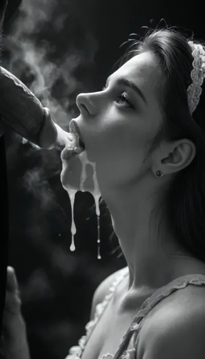 score_9, score_8_up, score_7_up, (white man), (close up), muscular, (steam on mouth:1.4), seven inches penis, (standing up straight), excessive cum, dripping on to girl, cum, (looks with love and happy), (((profile view))), cum shooting, cum dripping, (((lace black housemaid clothes))), (woman 20yo kneeling), (woman looking up at man), (ban haircut), (((black silhouette))), (((monochrome:1.9))), heavy natural droplets breasts, (black background), backlight, style, hair, light, <lora:hair light backlight style v1:.9>, <lora:206223_training_data:2>