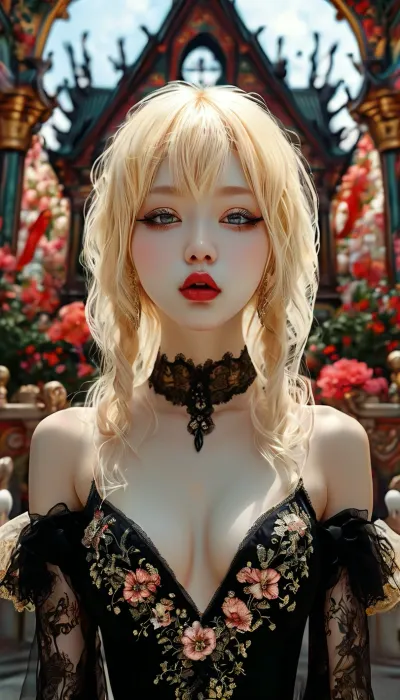 gothic, goth, (asian), pale skin, dark black eyes, blond hair, bangs hair, black eyeliner, (black lipstick), white skin, perfect eyes, small eyes, detailed eyes, small nose, good anatomy, ultra detailed, high resolution, fake breasts, slut face, whore, (ahegao:1), sexy posing, (illustration:1), (hand drawn:1), (anime:1), <lora:MJ52:1>, <lora:EnvyZoomSliderXL01:-1>, <lora:detailed_notrigger:1>