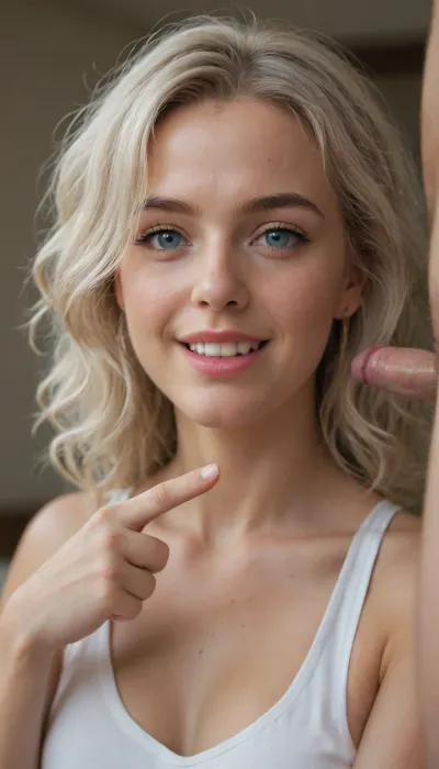 white girl pointing at a man's very small penis and laughing