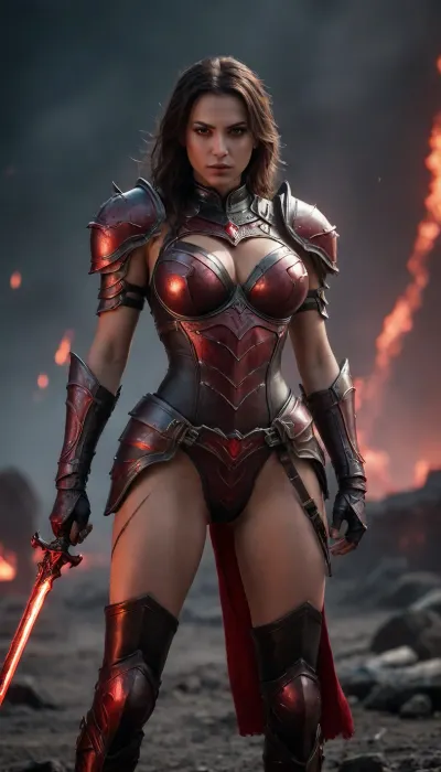 Duo éternel de nuit

- Oui.

Dans une nuit sombre, sous une lune de sang, une belle et sexy femme aux yeux rouge brillant émerge de l'ombre. Elle avait une structure athlétique, de gros seins, et portait une tenue révélatrice qui présentait ses courbes. Sur le champ de bataille, un guerrier noir en enfer sexy a tenu debout, sa lueur pourpre contrastant avec l'environnement étrange. Ensemble, ils forment un duo intense, leur présence commande respect et peur.