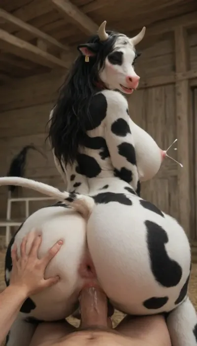 white-human-male-having-sex-with-female-cow, furry-Sex-From-Behind-position, female-cow-taking-human-cock-in-pussy, cow-breasts, cow-teets, submissive-female, rough-sex, orgasmic-dominate-look, gynomorph-cow-on-top-with-pink-flared-stallion-cock, cartoon-face, puffy-anus, huge-ass, tiny-waist, furry-yiff-face, furry, female-cow, animated, furry-art, e621, black-fur, cow, cow tail, cow face, furry face, massive-lactating-breasts, anthro-furry-yiff, yiff-anthro-furry-cow, male-reaching-around-cow-ass-anal-fingering-finger-in-ass, female-cow-squeezing-own-tits, absurdly-large-lactating-breasts, mouth-open-eyes-closed-orgasmic-facial-expression, gynomorph, ballsack, ejaculation, enormously-huge-hyper-sized-breasts, black-fur-covered-body, <lora:Furry Enhancer 6.1:.5>, best, quality, good, doggystyle, side view, from, behind, human, on, anthro, feral, <lora:SDXL_Human_Male_Furry_Female:.8>