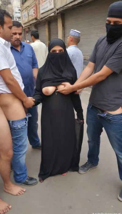 Pakistani, wears niqab, Arab street, forced to sex by many man