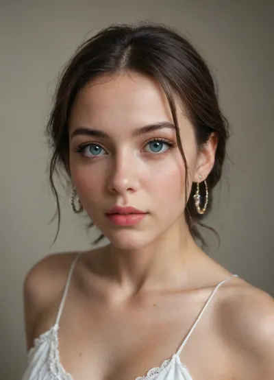 Красива 36-годишна бременна брюнетка, напълно гола, леко закръглена, кафяви очи, без грим, с опашка. Коленичила е на леглото, надупена с вдигнато дупе и широко разкрачени крака. Мъж от дясната ѝ страна внимателно вкарва пръсти във влажната ѝ вагина.