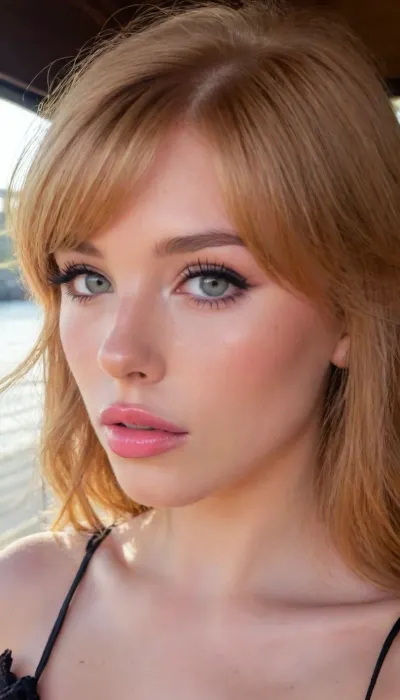(intimate snapshot, snapshot esthetic, medium full shot:1.5), (sharp focus, focus on eyes, flawless complexion, soft smoky eyes, mauve-pink lips, natural elegance, subtle sophistication:1.4), (sultry eyes, long eyelashes, bashful expression, shy pose, delicate features, triangular facial features:1.2), (strawberry blonde hair with dark roots, side-swept bangs, textured layers, golden highlights:1.5), (seductive, sultry, sexual tension, sexual anticipation, sexual attraction:1.4), (natural lighting, naturally lit, ambient lighting:1), (scenic boardwalk), (soft shadows on her face:.9), taken with a smartphone camera, snapshot style, point-and-shoot, shallow depth of field, (natural phone bokeh:1.1), slightly off-center composition, natural framing, soft focus on background, ziprealism, igbaddie, <lora:igbaddie-XL:.8>