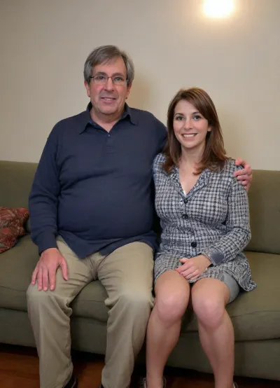 ((1 hetero couple)), (fat old man sitting on sofa), (((unbuttoned shirt, unbuttoned fly, flaccid fat cock, big cock head))), (mature woman), (((woman sitting next to old man, ((her blouse unbuttoned)), skirt lifted))), (((sitting old man hugs woman on sofa, touching her hairy pussy))), (((woman has wide ankles, bare feet))), body manipulation, divine proportions, (((mature VENUS))), casual, inexperienced, shy, (((rule of thirds))), high quality, high detail, high resolution, backlight, (long exposure:2), (((full body view:1.5)))