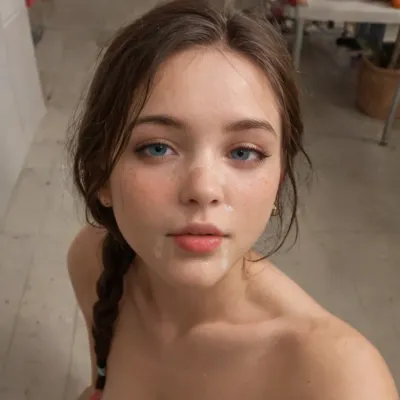 penetration from vegetable, full body view, whole body in frame, walking in an supermarket isle with vegetables, pushing an cucumber into her pussy or ass, moaning from the cucumber in her pussy, shy 18 year old girl, youthful face, third Asian, third Latina, third European, mixed race, adorable, slim body, slapped buttocks, slapped on face, beautiful innocent big blue eyes, light freckles, submissive, face, big round athletic ass, half open eyes, shy, blushing, sensual, long dark blond hair, one loose braid, luscious sensual lips, red lipsticks, black eyeliner, waist, hourglass figure, natural lighting, soft cozy lighting, intimate lighting, ultra detailed, highly detailed, masterpiece, cute, clean face, <lora:Facials:1>