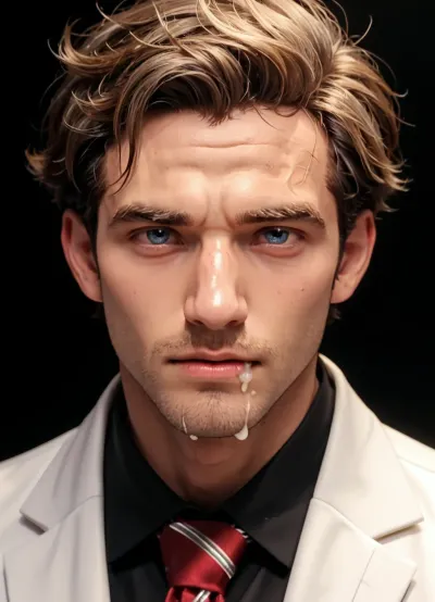 Professional photographer masterpeace, The man looks messed up. All over his face is cum, it drips from his face. He looks exhausted
Clothes are ripped of, See, the, home, page, parameter, description, for, details, <lora:肮脏环境-XL:.8>, cum, on, face, <lora:Men'sFacialV3.8:.8>, <lora:754990_training_data:.8>