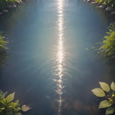 The underlying layer of the image is a calm, crystal-clear lake that stretches across the foreground. The horizon line is faintly visible, blending into a clear sky with subtle gradients of pastel colors – pale blues and pinks. The natural light is soft and evenly distributed, casting soft shadows that enhance the peaceful atmosphere. The overall composition is minimalist and clean, with a sharp focus on the reflective surface of the water. The landscape has a vast and clean feel, shot with a wide-angle 35mm lens with an aperture of f/5.6, which captures a sense of openness and peace.
The subject of the image is a naked woman lying on her back on the water’s surface as she dives into the lake’s surface. She has long blonde hair, (((the camera’s focus is on her face, which radiates absolute calm))), . Her figure, only partially submerged, appears ethereal and weightless, as if she is flowing smoothly into the surface. The water gently ripples around her, but the overall calm of the scene remains unbroken. Her face is calm and composed as she dives deeper into the reflection and becomes one with the lake. She has a slight, sensual smile and brightly lit eyes. The light reflecting off the water makes it almost translucent, as if it were disappearing into the mirrored surface.