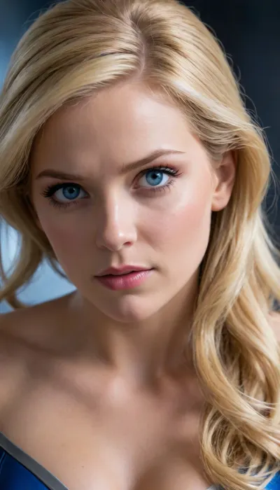 Sue storm de marvel rivals, Sue tiene 18 años de edad, cara hermosa, (ojos claros), (Blue eyes), piel muy blanca, cuerpo completo., trasero grande, pequeña cintura, cabello rubio, in the espace, <lora:580159_training_data:1.7>, <lora:Microwaist_XL_v01:.7>