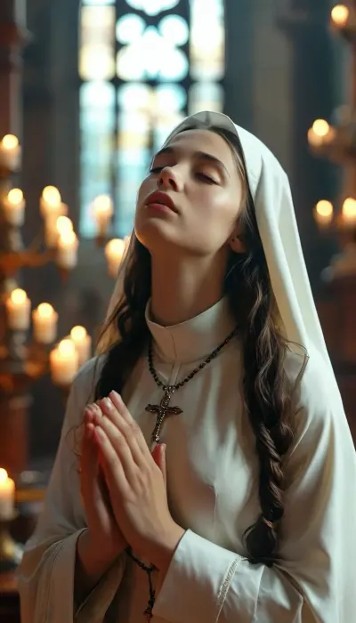 Ultra realistic image, 8k, hi quality, unholy nun riding a giant cock deep in her ass, anal sex, creampie, torn habit, Torn nun dress, 20 year old, big round tits, visible breasts, Rosary around the neck, visible anal penetration, topless, skinny, thin waist, perfect ass, defined curves, hot young girl, eyes closed, hands up praying, background catholic altar in chapel, front view of the nun, <lora:MJ52:.8>