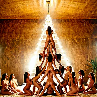 human pyramid with naked wOmen