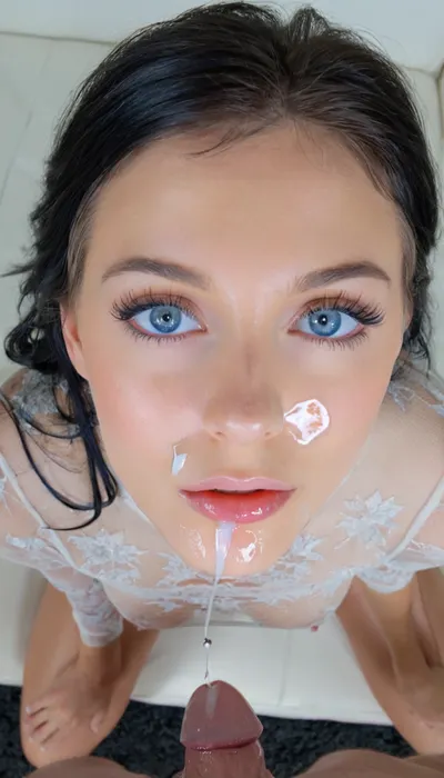 26 yo woman, seethru top, single person, bending torwards camera, standing, seductive, lustful, blue eyes, wideshot, 4k, photorealistic, intricately detailed face, intricately detailed pussy, intricately detailed eyes, cum filled pussy, lots of cum dripping from pussy, black hair