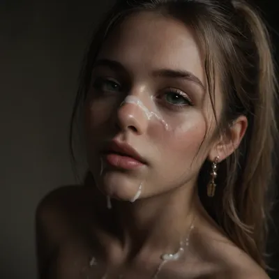 (((18 year old))), ((skinny)), blonde hair, very high ponytail, bangs, perfect skin, incredibly beautiful face, blush, freckles, plump lips, thick lips, super high detail, looking at viewer, award-winning photo, hips, super waist, perfect anatomy, looking up at viewer, perfect body, perfect feet, cute face, big green eyes, long hair, cute petite ass, naked, cute petite, sexy, (((cum covered face:1.5))), natural lighting, cinematic, realism, <lora:dark:.8>