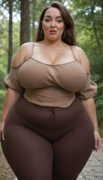 Mature, gilf, 80 years old, (oversized ssbbw:1.3), ., (Oversized thick thighs and oversized wide hips:1), . Oversized wide thin camisole. long hair, Natural brown hair, thick. Freckles on face. Long eyelash. Full lips, lipstick. Tight highwaist yoga pants. Hoop earrings. Seductive posing. Seductive smile. Fupa. Light green eyes, sagging, drooping, bulging cameltoe, puffy, plump