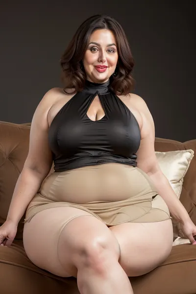 Armenian, obese, gilf, (Close-up:1), portrait photo a mature chubby gilf, fat bosom, fat round face, double chin, 70 years old Woman, big eyes, green eyes, chestnut layered haircut, chubby jawline, pokies, seductive smile, lips parted, (mouth open:1.3), teeth showing, big lips, looking at viewer, (solid blank black background:1.3), eye level shoot, film grain, style by Flora Borsi, OverallDetail, satin sleeveless spaghetti strap minidress, fupa, (cameltoe), (areola slip), wide, hips, tt_saggy, tt_flat, plump, fat, saggy, sagging, droopy, sitting on a couch, <lora:hips-10:.6>, <lora:tt_saggy:.3>, <lora:plump_control_v1.0:1.5>