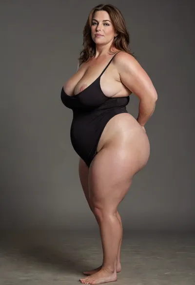 3/4 side view, Full body shot, 50 year old woman, green eyes, black thin dress, obese, chubby, wide hips, curvy, small floppy breasts, sagging breasts, deflated breasts, tan lines, brown hair, upturned nose, SaggySlimXL, <lora:updated_saggy_slim:1>, <lora:clothed_small:.5>, flat, chest, big, breasts, huge, gigantic, small, hips, thighs, wide, thick, plump, belly, muscular, female, arms, extra, abs, <lora:Venus_Body_Alpha:.8>
