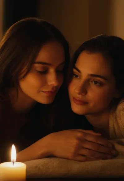 2girls lesbians Sam and lilly. They sat close on the worn leather couch, the room filled with the scent of fresh coffee and a hint of cinnamon from the candles burning on the table. Sam looked down, fiddling with the frayed edge of a blanket. His hand brushed against Lily’s, and he quickly pulled back, glancing up to find her smiling softly.

“You don’t have to be nervous, ” she said, her voice gentle, barely above a whisper.

He swallowed, trying to gather his thoughts. “It’s just… I’ve never felt like this before. Like I can be myself.”

She reached over, covering his hand with hers, her fingers warm and soft. “Me too, ” she replied, her gaze meeting his, holding it. For a moment, time stretched, the air between them thick with unspoken words.

As he leaned closer, his breath mingling with hers, he hesitated. “Is this okay?” he asked, his voice low, a hint of vulnerability shining in his eyes.

Lily’s answer was a quiet nod, her fingers tightening around his. She closed the distance between them, and their lips met, a tender brush, slow and careful. The world seemed to fade away, leaving only the soft hum of music from the radio and the warmth of their shared breath.

When they finally pulled back, neither spoke. They simply stayed there, hands entwined, savoring the quiet intimacy of the moment, each aware that they’d just crossed a line they couldn’t uncross – and neither of them wanted to.