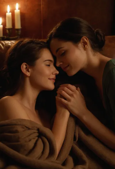 2girls lesbian sex scene, Sam and lilly. They sat close on the worn leather couch, the room filled with the scent of fresh coffee and a hint of cinnamon from the candles burning on the table. Sam looked down, fiddling with the frayed edge of a blanket. His hand brushed against Lily’s, and he quickly pulled back, glancing up to find her smiling softly.

“You don’t have to be nervous, ” she said, her voice gentle, barely above a whisper.

He swallowed, trying to gather his thoughts. “It’s just… I’ve never felt like this before. Like I can be myself.”

She reached over, covering his hand with hers, her fingers warm and soft. “Me too, ” she replied, her gaze meeting his, holding it. For a moment, time stretched, the air between them thick with unspoken words.

As he leaned closer, his breath mingling with hers, he hesitated. “Is this okay?” he asked, his voice low, a hint of vulnerability shining in his eyes.

Lily’s answer was a quiet nod, her fingers tightening around his. She closed the distance between them, and their lips met, a tender brush, slow and careful. The world seemed to fade away, leaving only the soft hum of music from the radio and the warmth of their shared breath.

When they finally pulled back, neither spoke. They simply stayed there, hands entwined, savoring the quiet intimacy of the moment, each aware that they’d just crossed a line they couldn’t uncross – and neither of them wanted to.